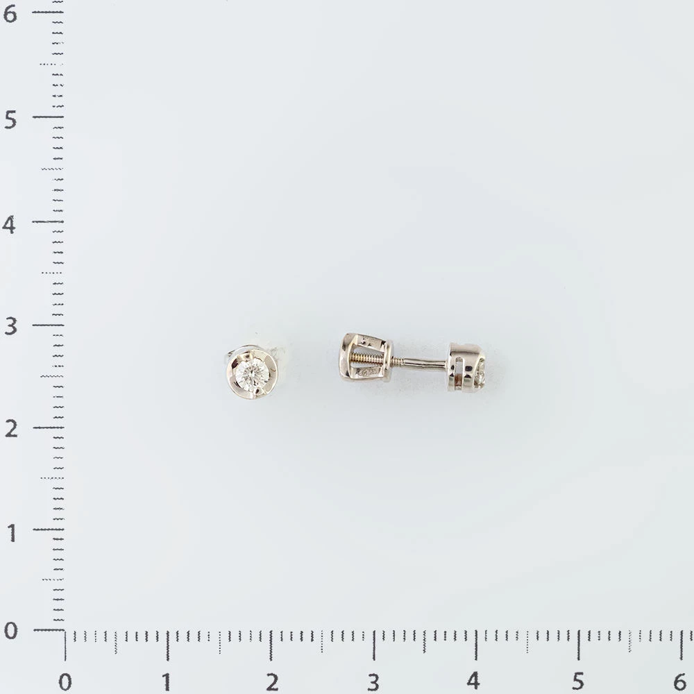 Серьги с бриллиантом из белого золота 585 пробы