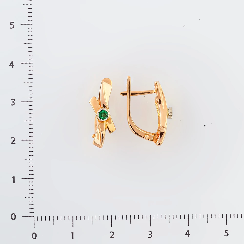 Серьги с фианитом из красного золота 585 пробы