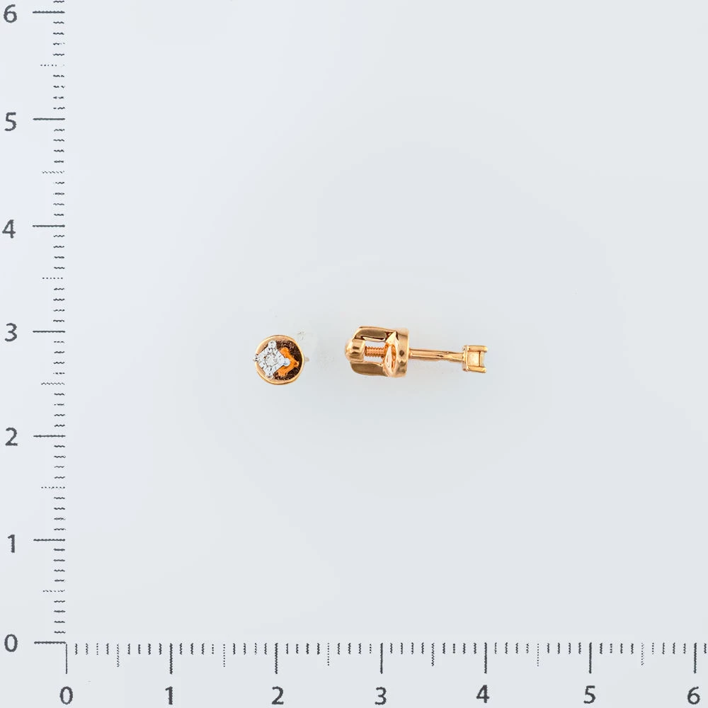 Серьги с бриллиантом из красного золота 585 пробы 2