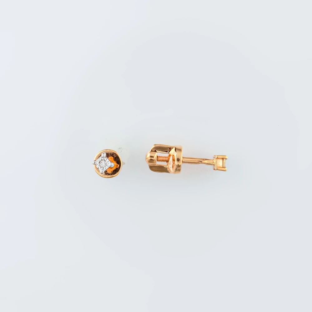 Серьги с бриллиантом из красного золота 585 пробы 1