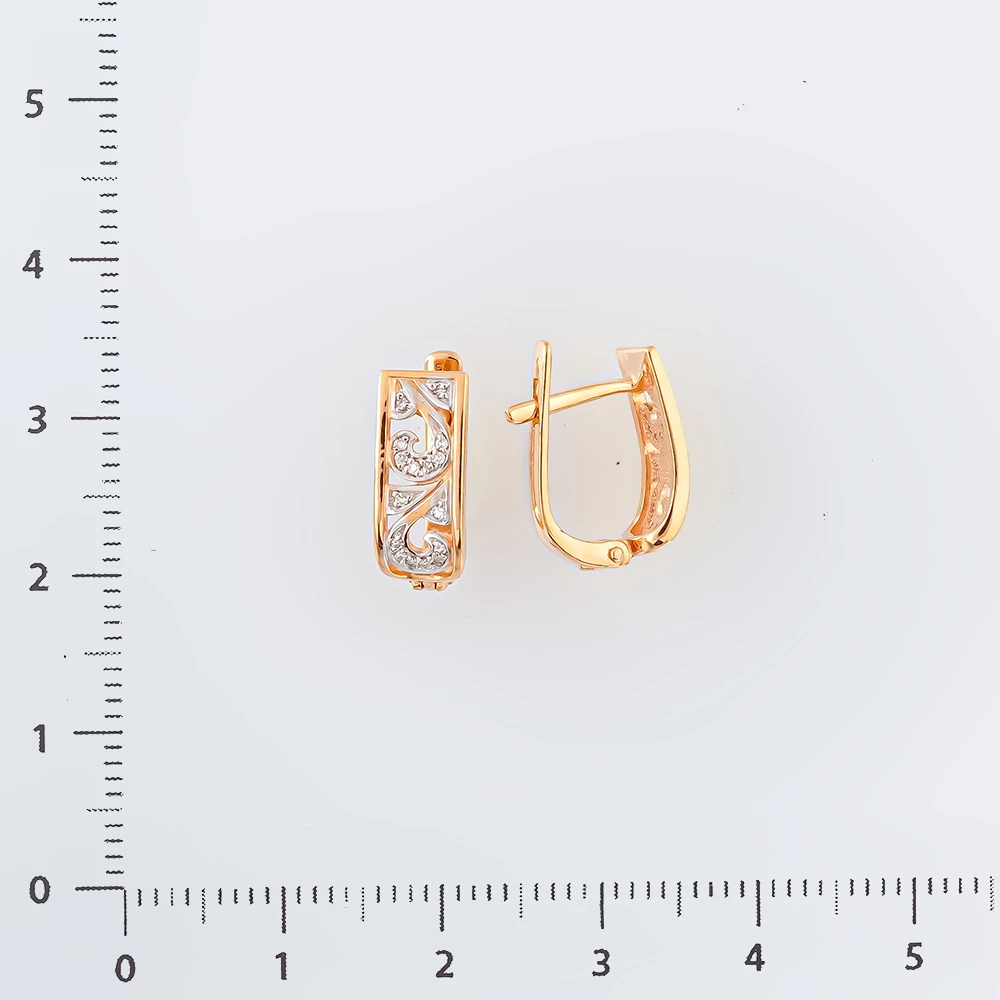 Серьги с бриллиантом из красного золота 585 пробы