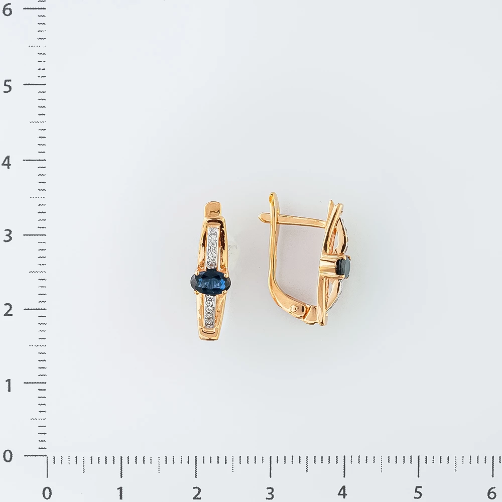 Серьги с сапфиром из красного золота 585 пробы