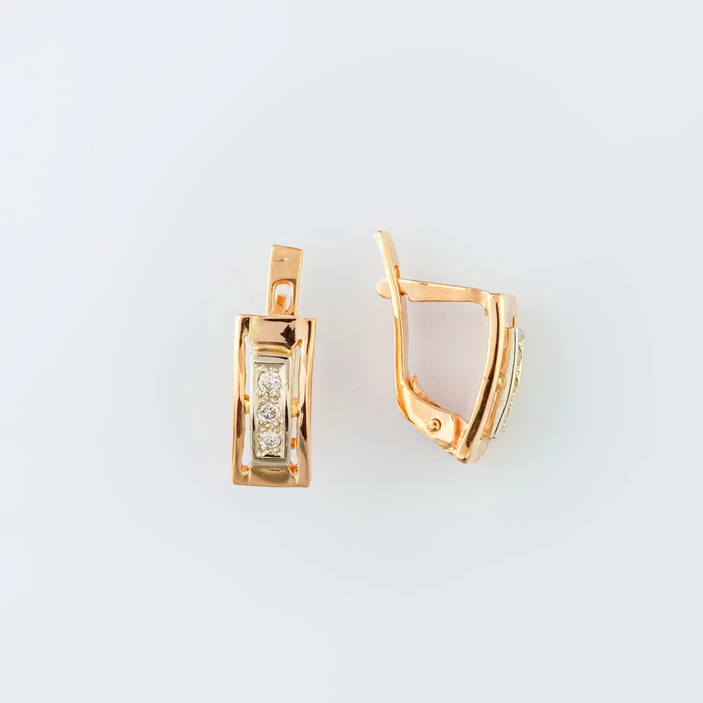 Серьги с бриллиантом из красного золота 585 пробы