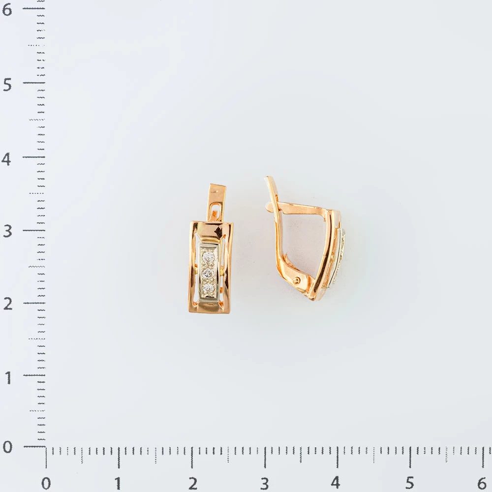 Серьги с бриллиантом из красного золота 585 пробы