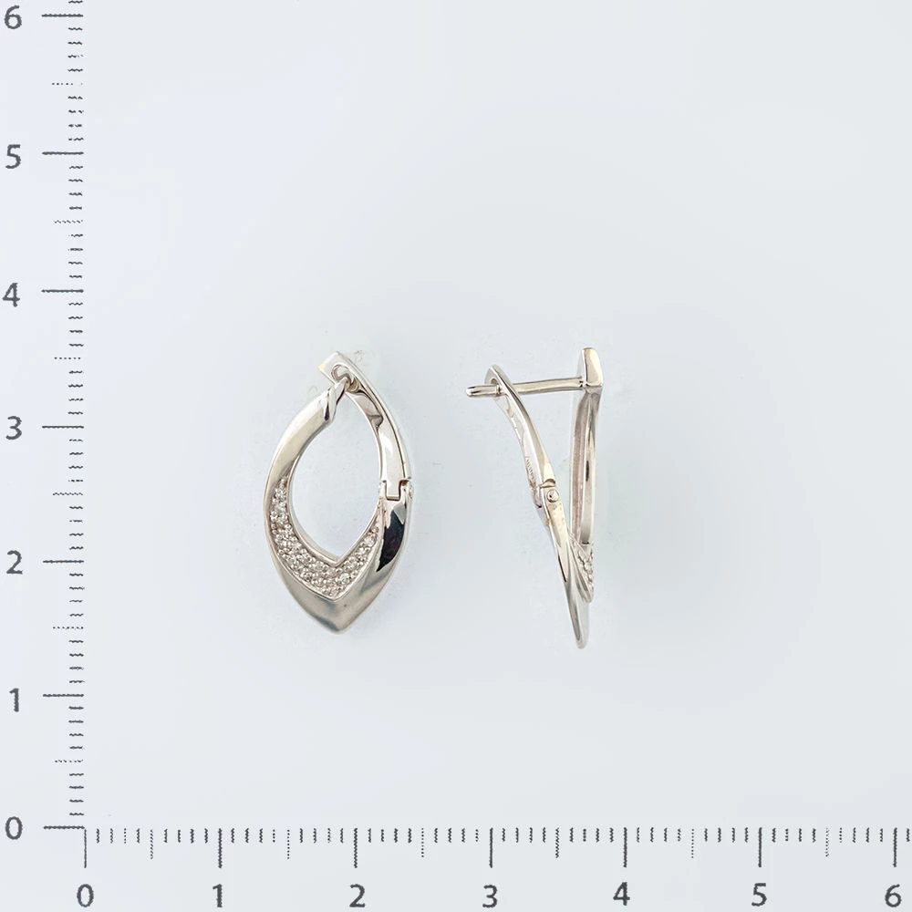 Серьги с бриллиантом из белого золота 585 пробы
