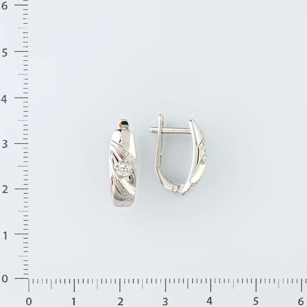 Серьги с бриллиантом из белого золота 585 пробы