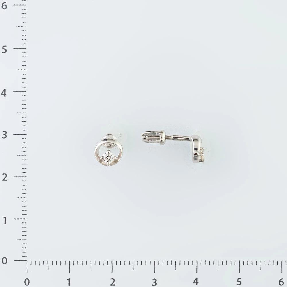 Серьги с бриллиантом из белого золота 585 пробы