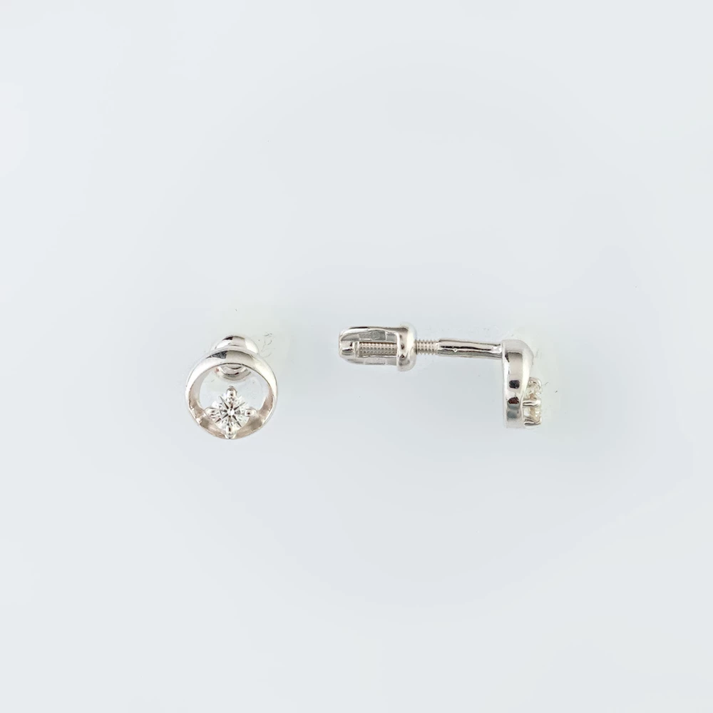Серьги с бриллиантом из белого золота 585 пробы