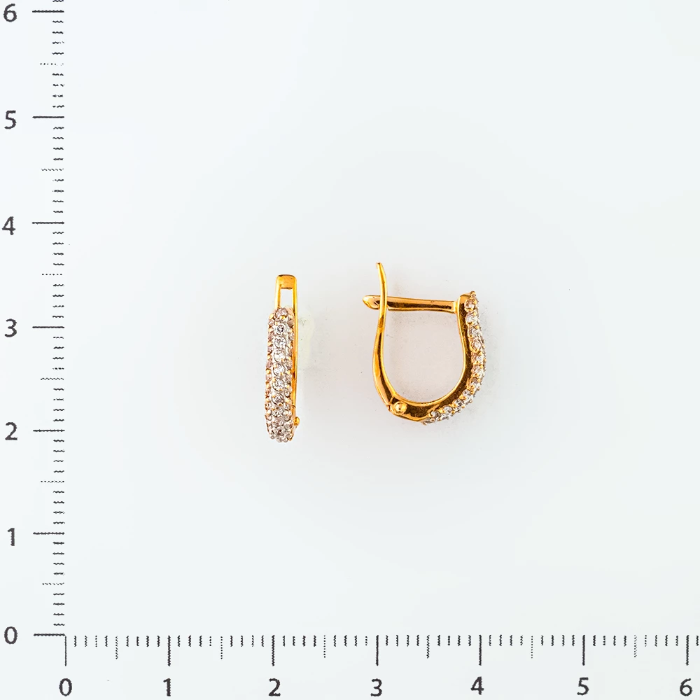 Серьги с фианитом из красного золота 585 пробы