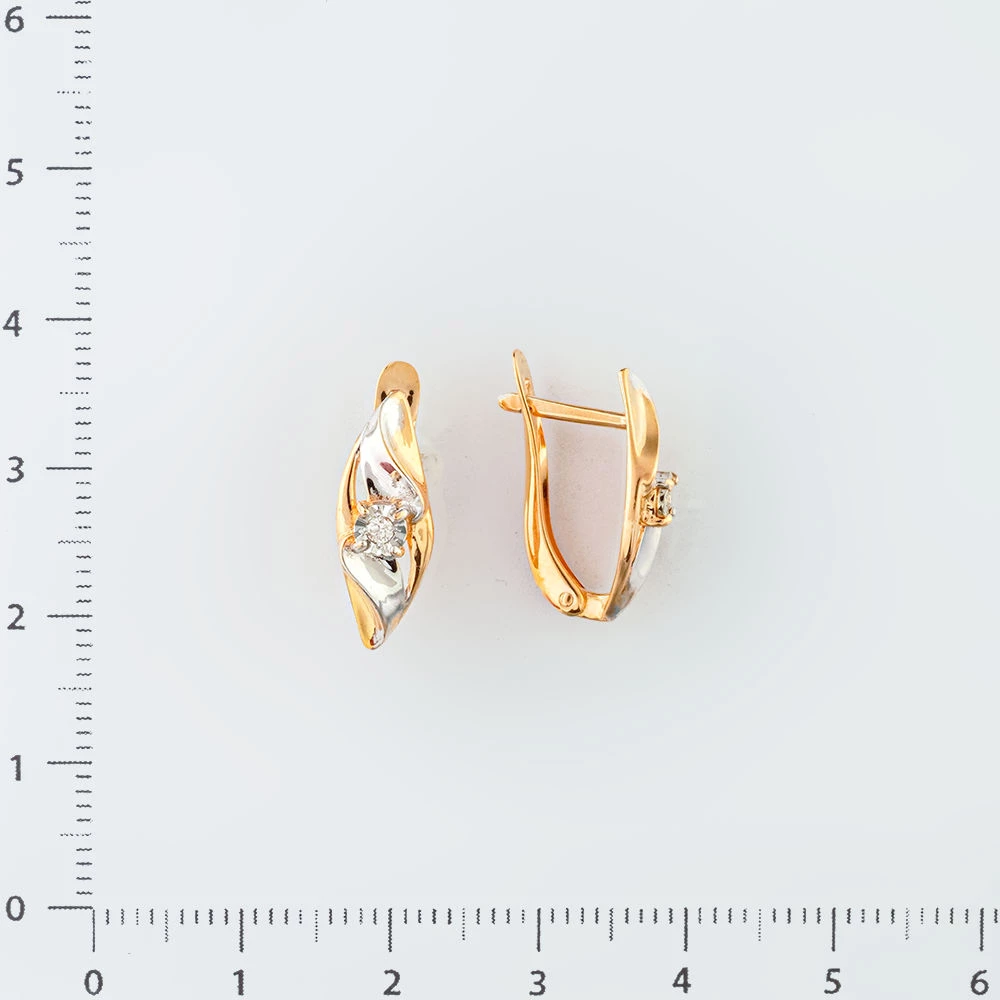 Серьги с бриллиантом из красного золота 585 пробы