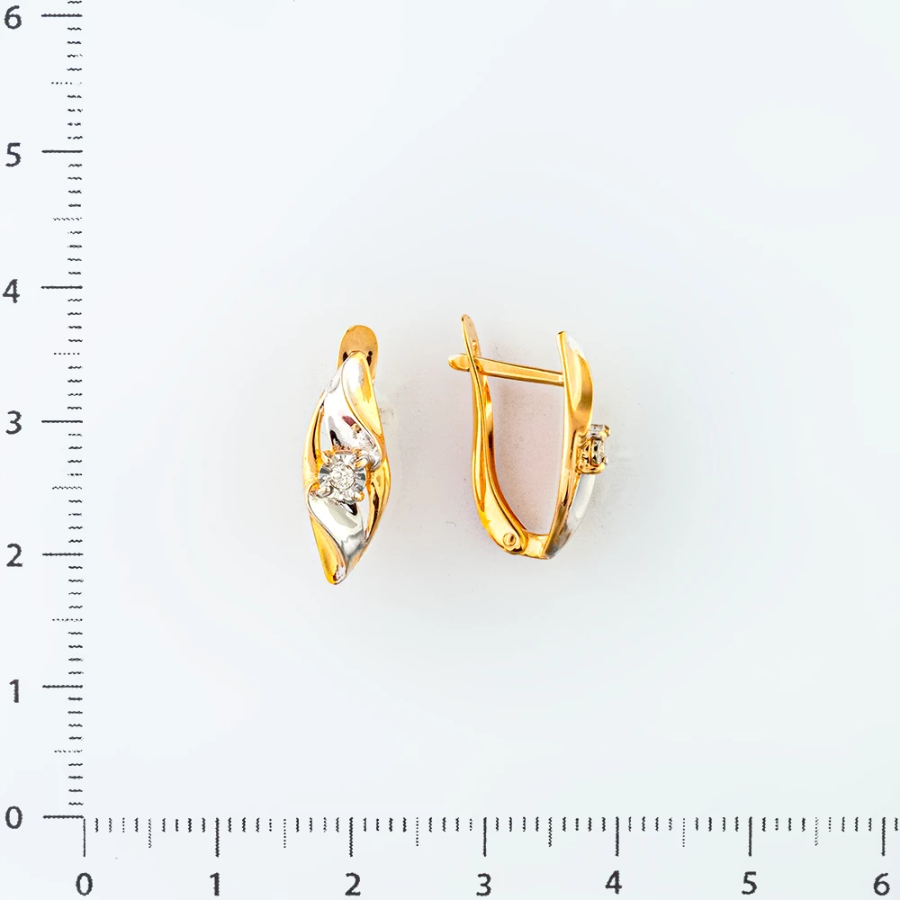 Серьги с бриллиантом из красного золота 585 пробы