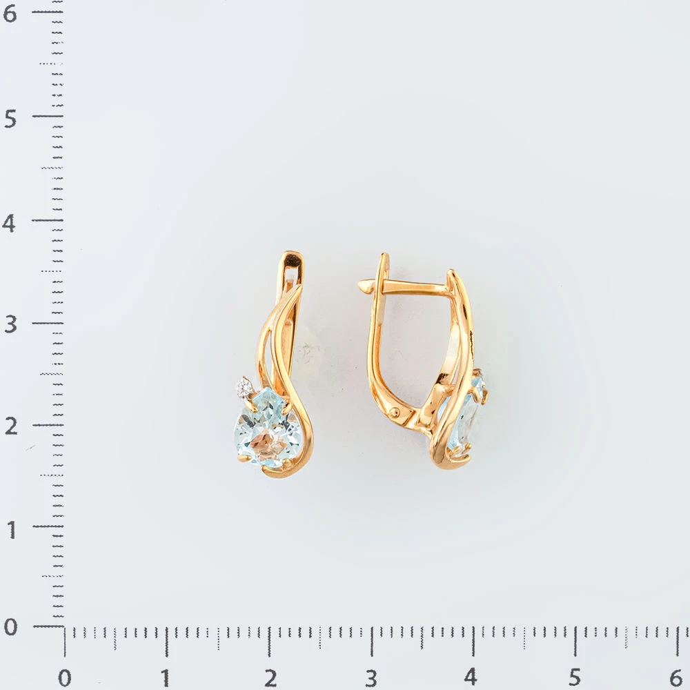 Серьги с топазом из красного золота 585 пробы