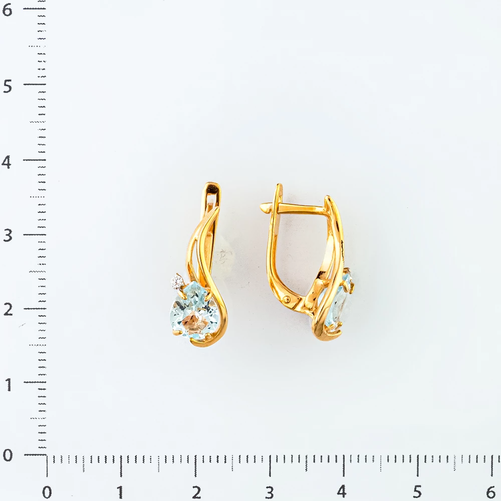 Серьги с топазом из красного золота 585 пробы