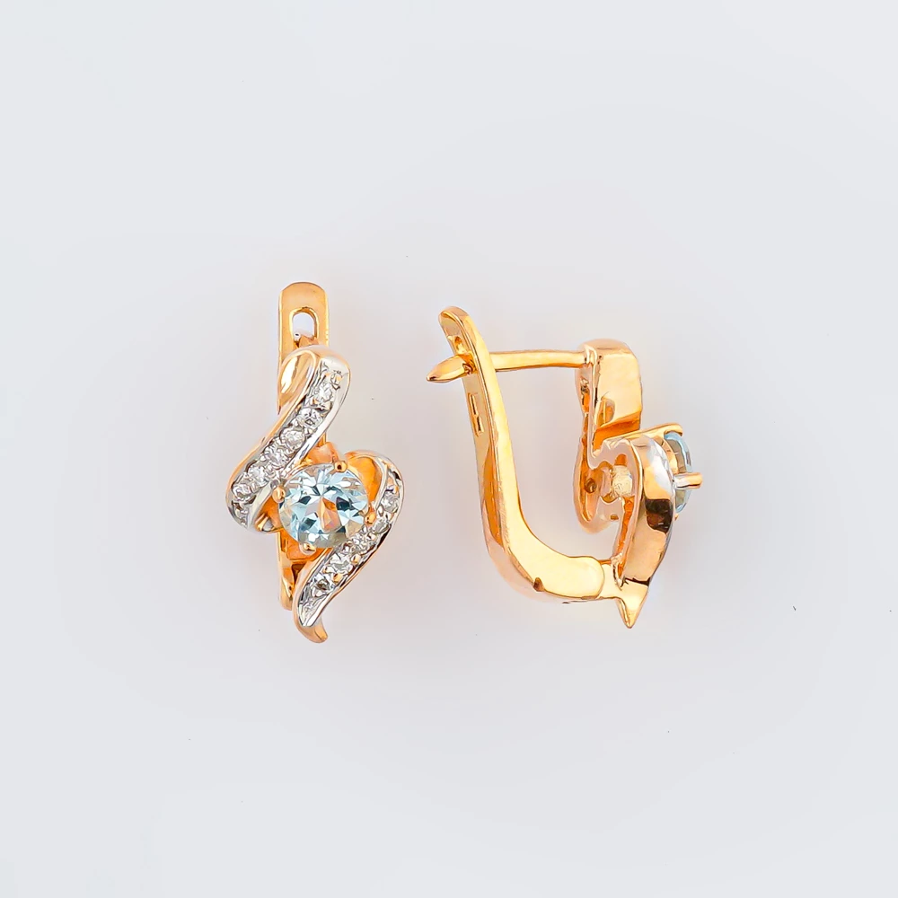 Серьги с топазом из красного золота 585 пробы