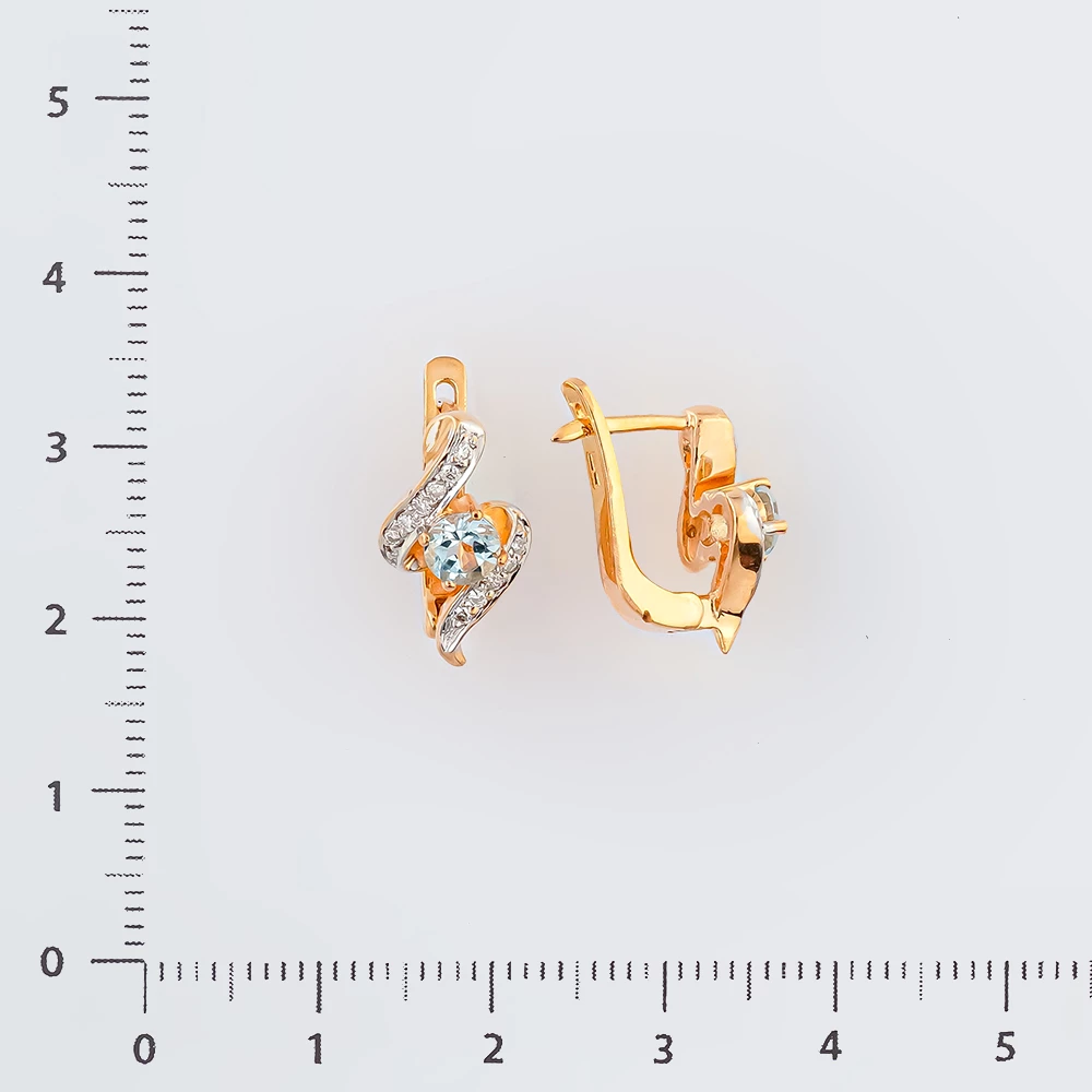 Серьги с топазом из красного золота 585 пробы