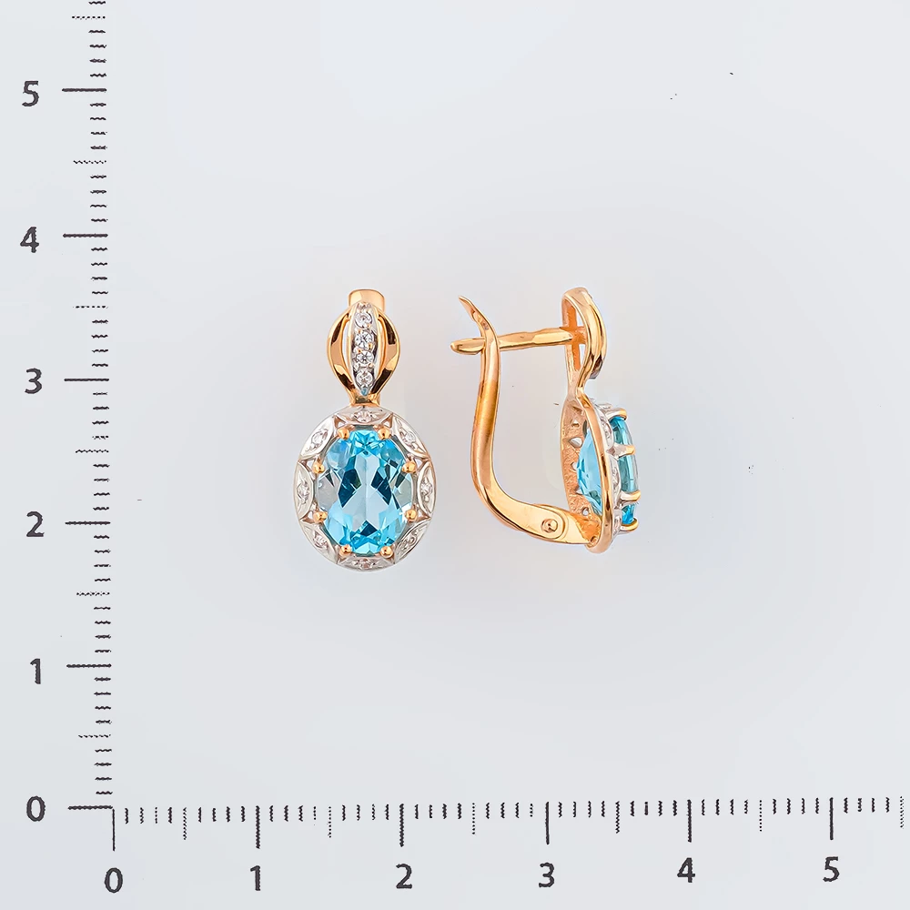 Серьги с топазом из красного золота 585 пробы