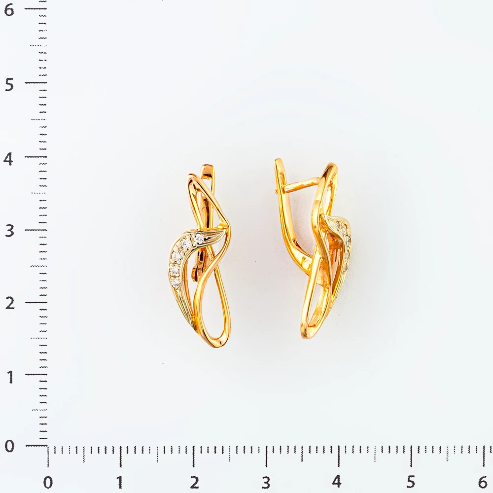 Серьги с фианитом из красного золота 585 пробы