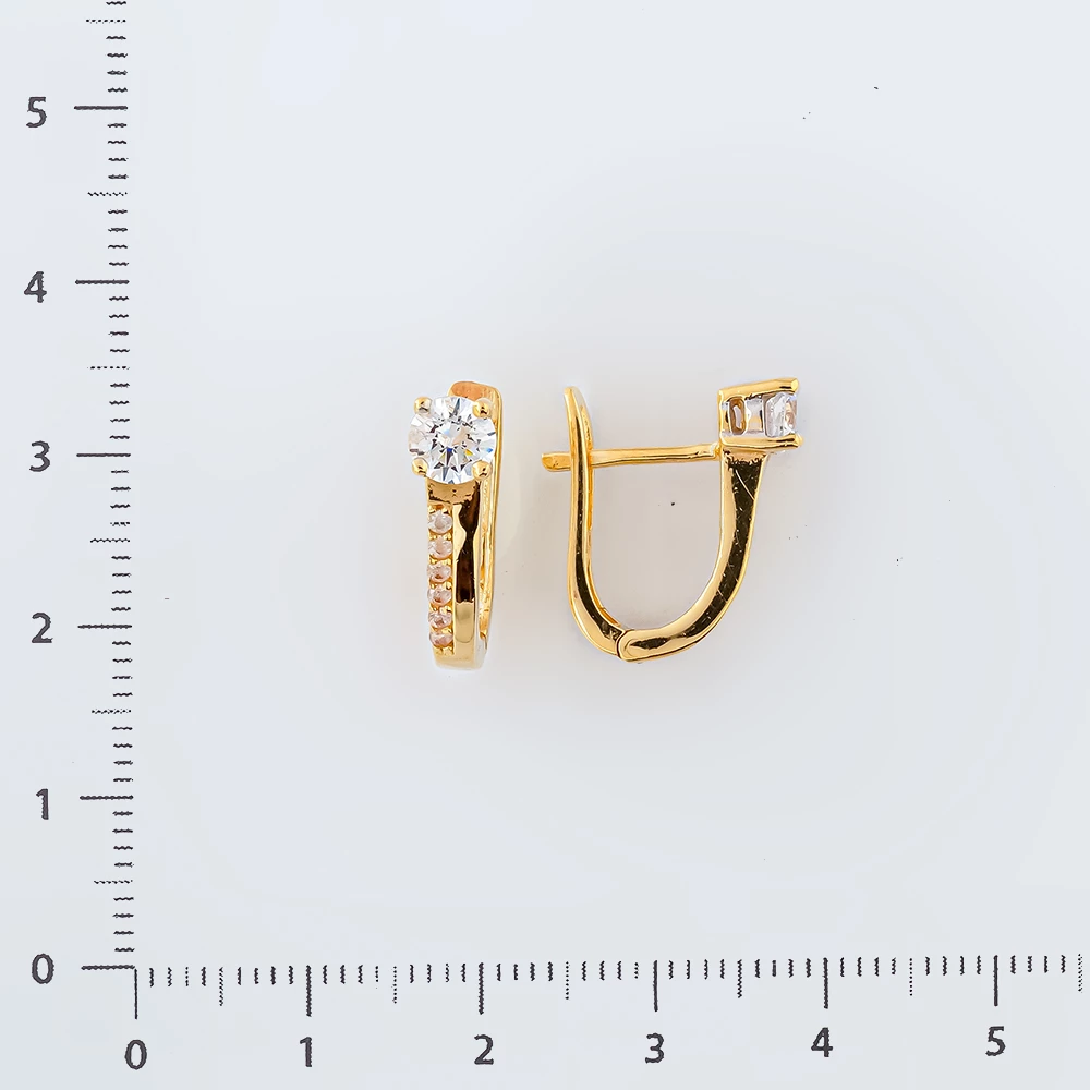 Серьги с фианитом из желтого золота 585 пробы