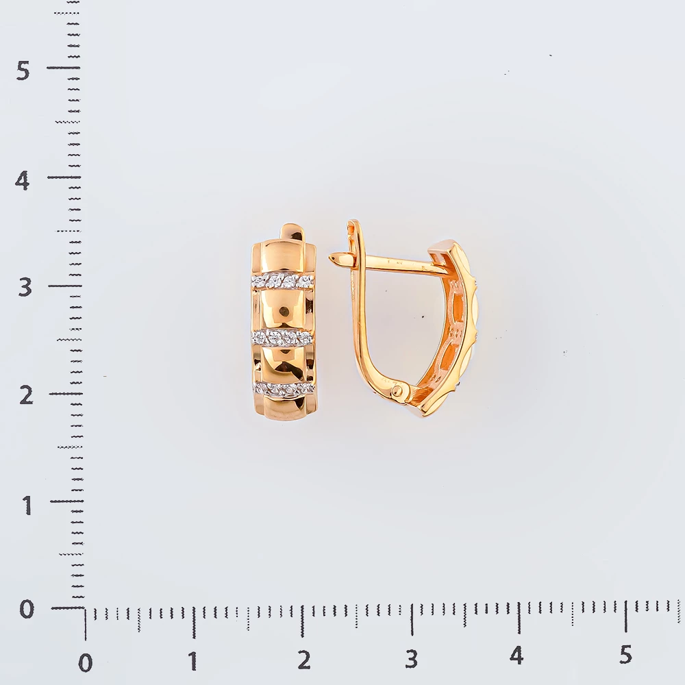 Серьги с фианитом из красного золота 585 пробы