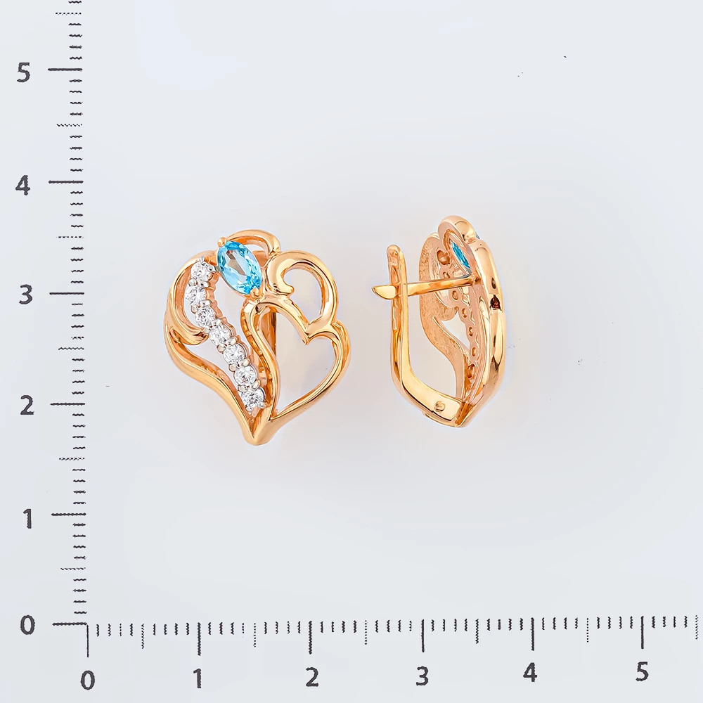Серьги с топазом из красного золота 585 пробы