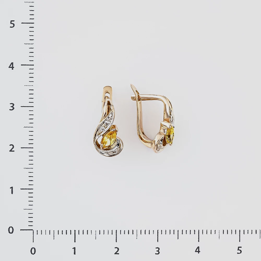 Серьги с фианитом из красного золота 585 пробы
