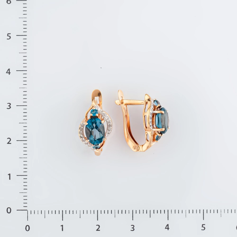 Серьги с топазом лондон из красного золота 375 пробы 2