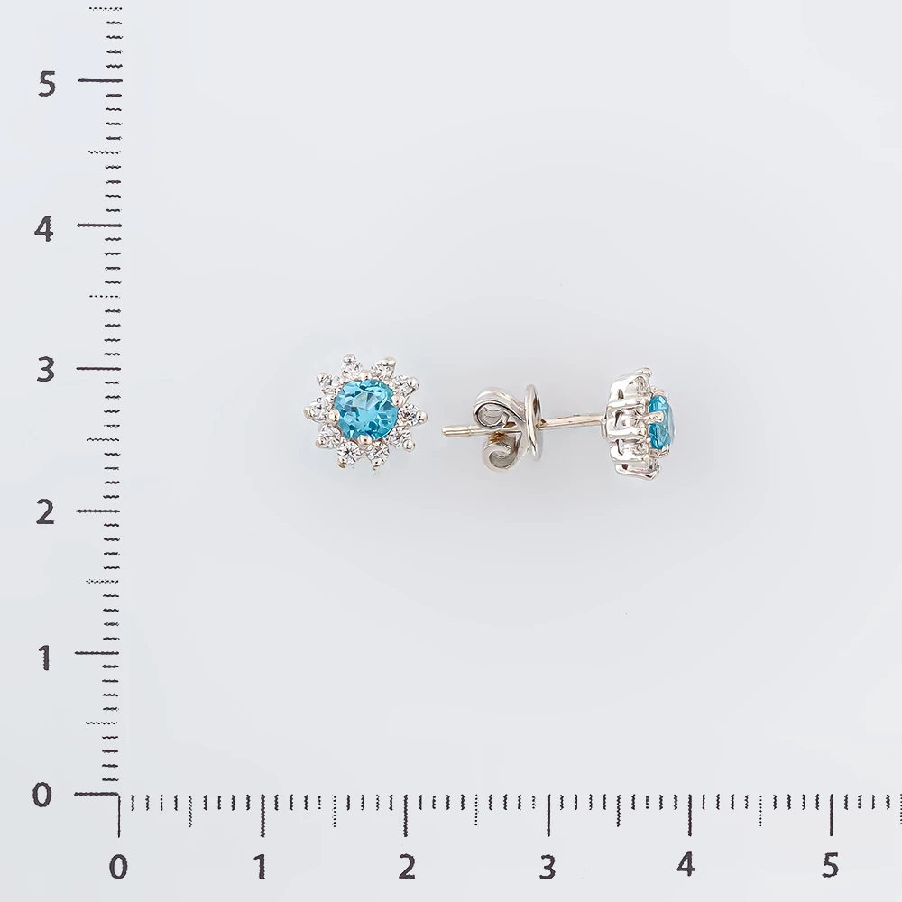 Серьги с топазом из белого золота 585 пробы