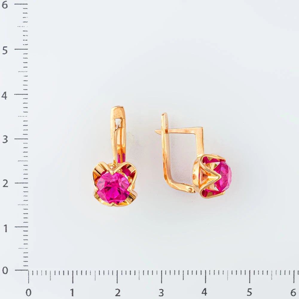 Серьги с фианитом из красного золота 583 пробы