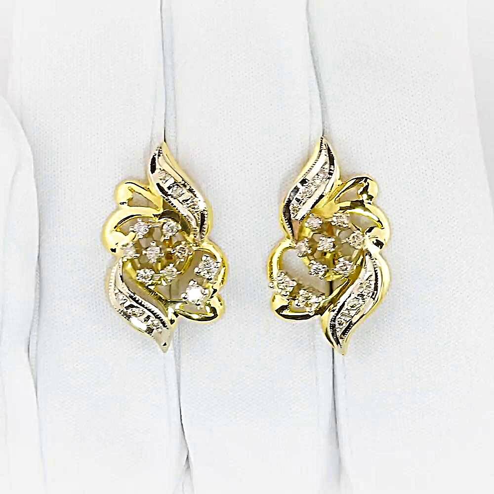 Серьги с бриллиантом из желтого золота 750 пробы 1
