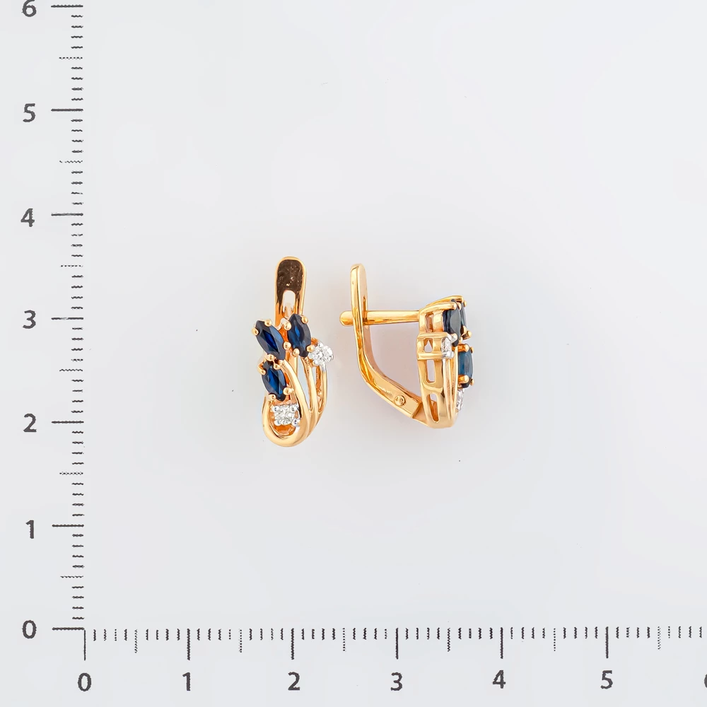 Серьги с сапфиром из красного золота 585 пробы