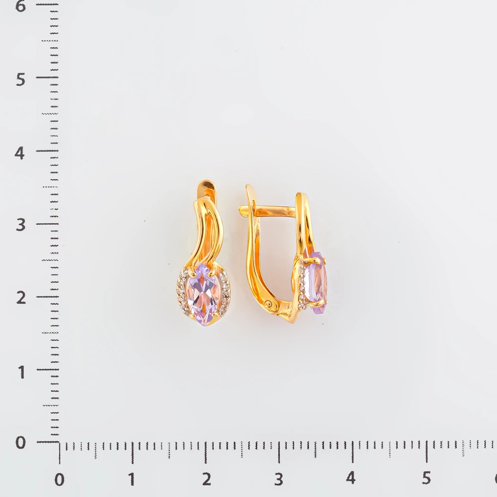 Серьги с аметистом из красного золота 585 пробы 2