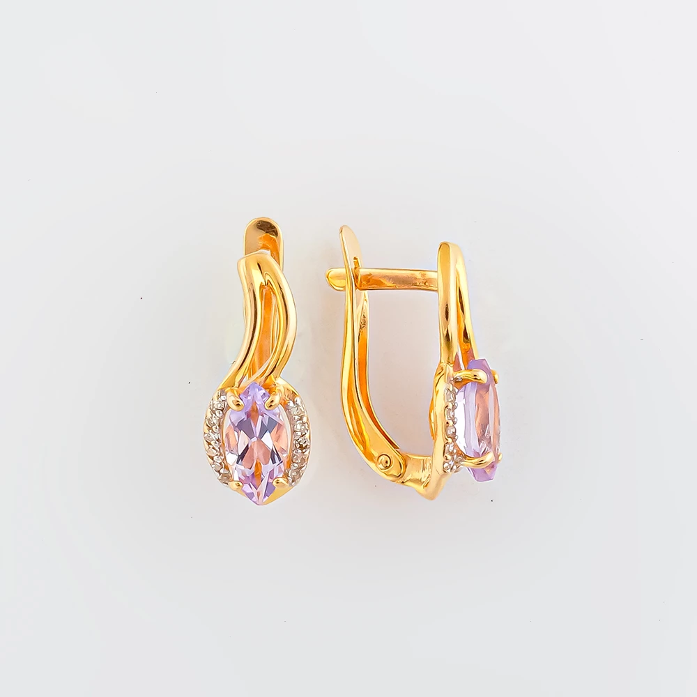 Серьги с аметистом из красного золота 585 пробы 1