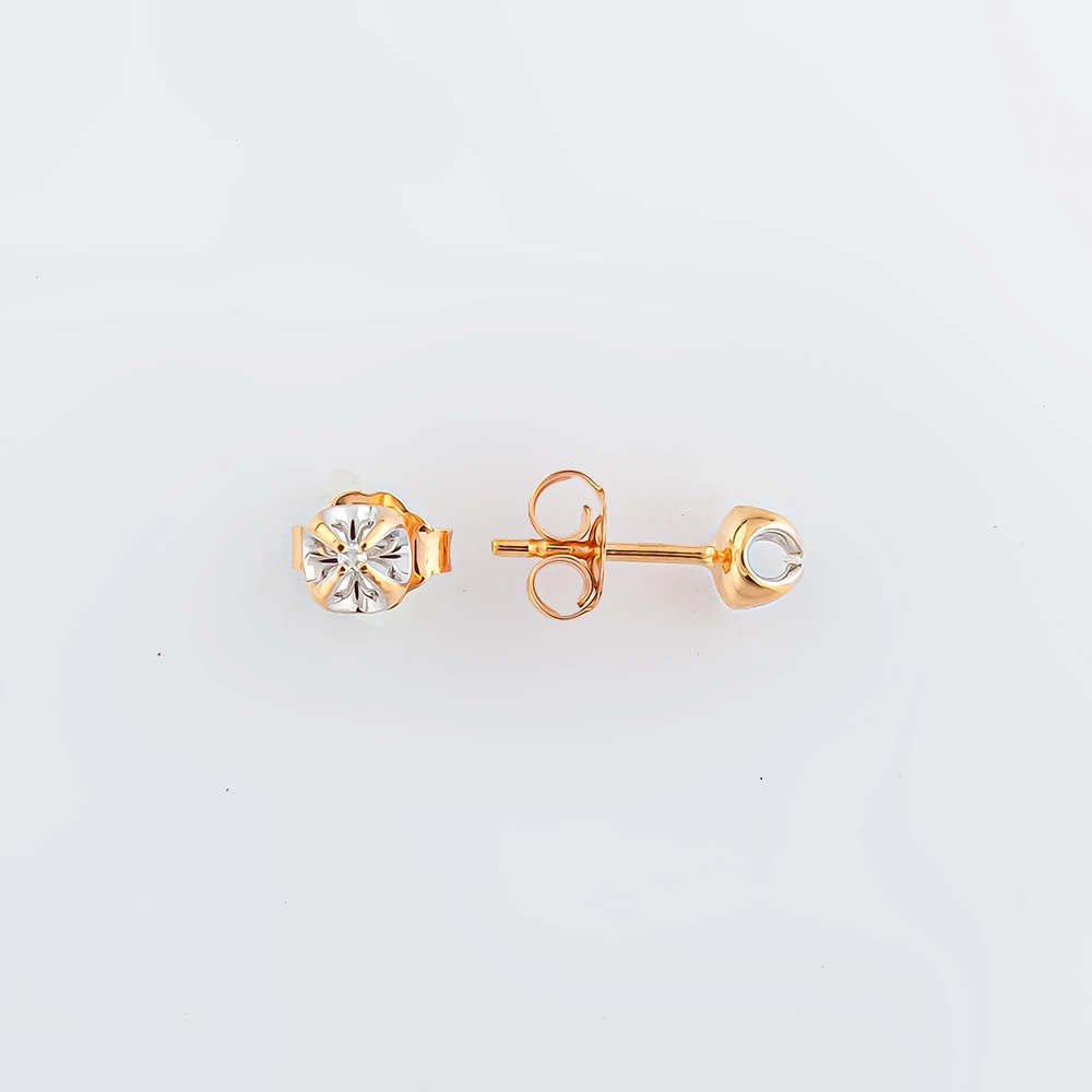 Серьги с бриллиантом из красного золота 585 пробы