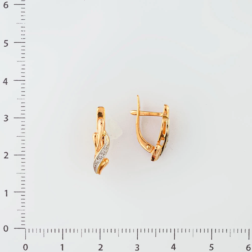 Серьги с фианитом из красного золота 585 пробы