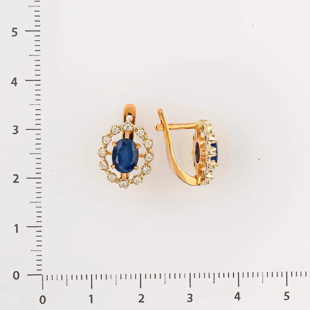 Серьги с сапфиром из красного золота 585 пробы