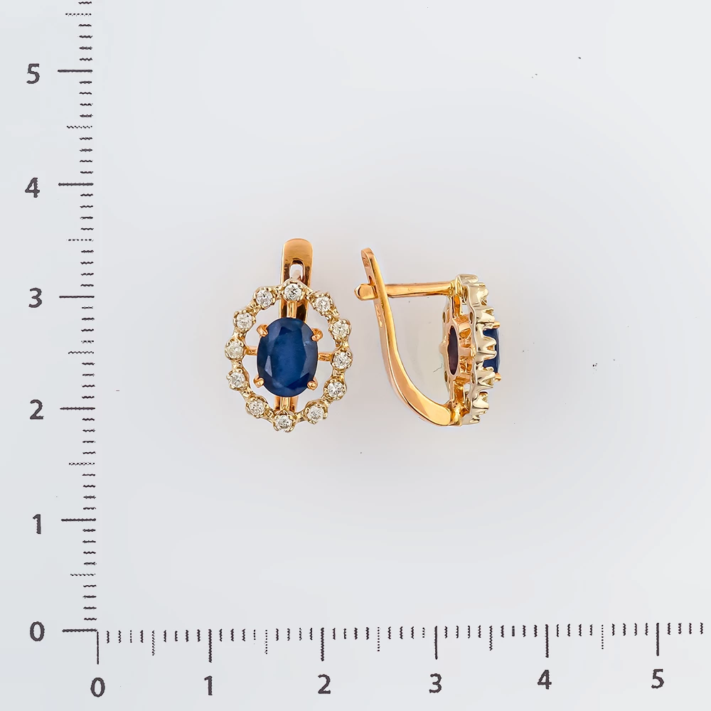 Серьги с сапфиром из красного золота 585 пробы
