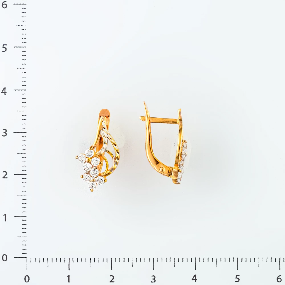 Серьги с фианитом из красного золота 585 пробы