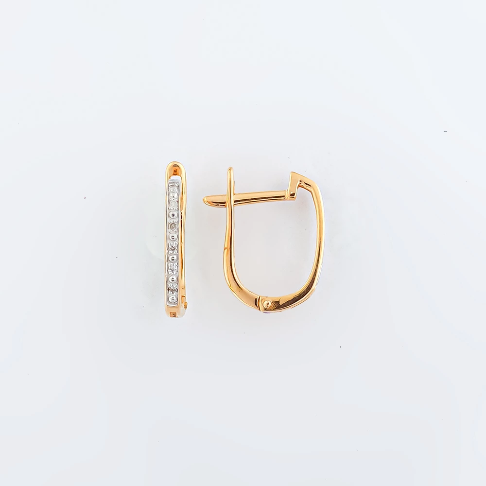 Серьги с бриллиантом из красного золота 585 пробы