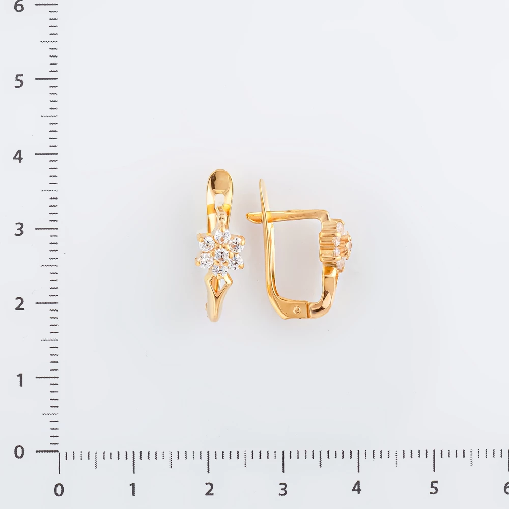 Серьги с фианитом из красного золота 585 пробы