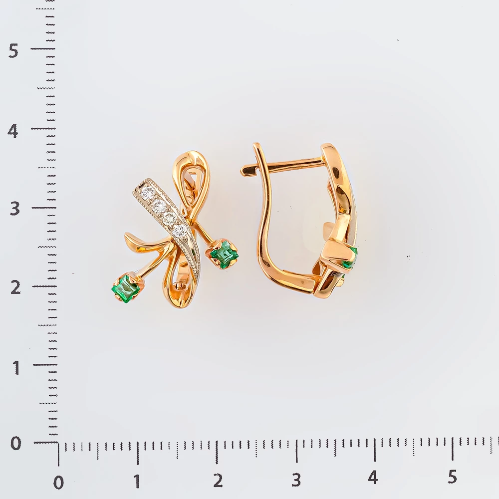 Серьги с изумрудом из красного золота 585 пробы 2