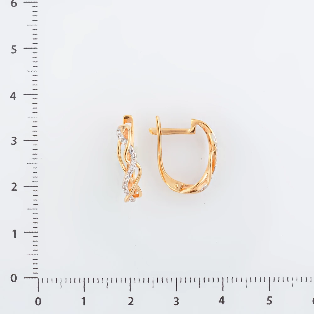 Серьги с фианитом из красного золота 585 пробы