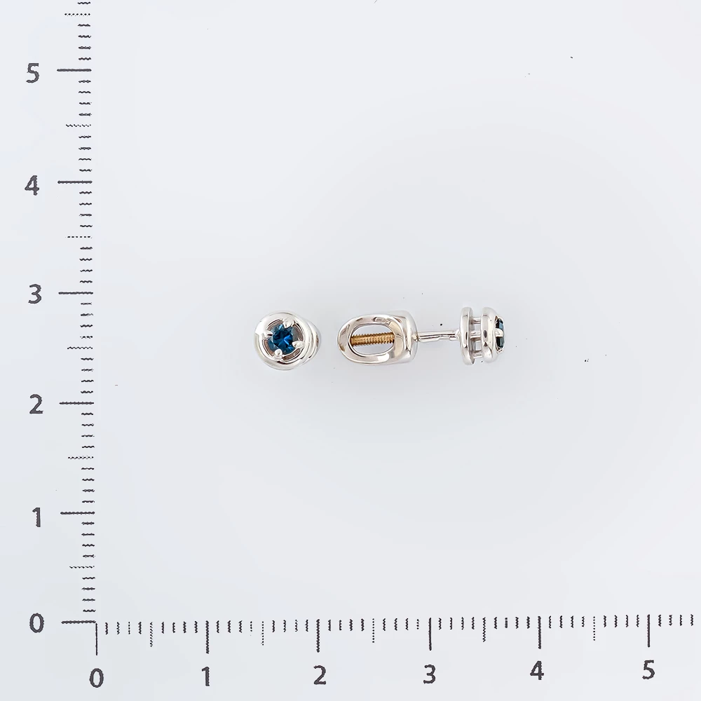 Серьги с сапфиром из белого золота 585 пробы
