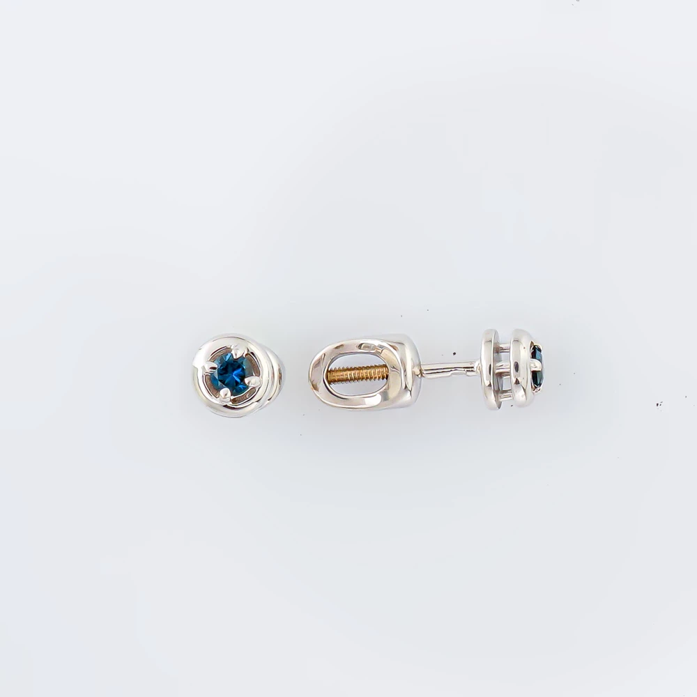 Серьги с сапфиром из белого золота 585 пробы