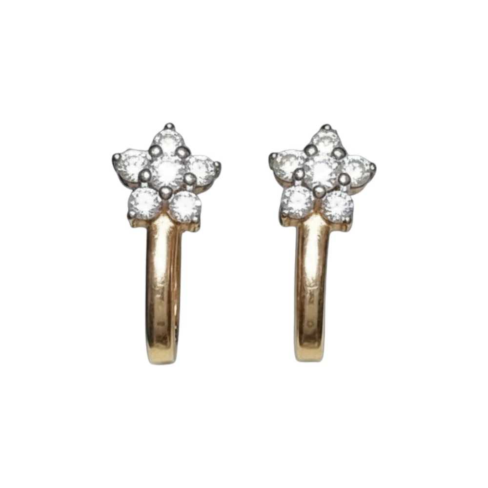 Серьги с фианитом из красного золота 585 пробы