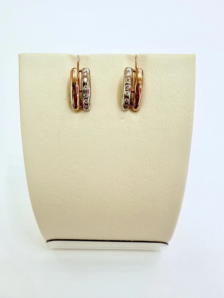 Серьги с фианитом из красного золота 585 пробы