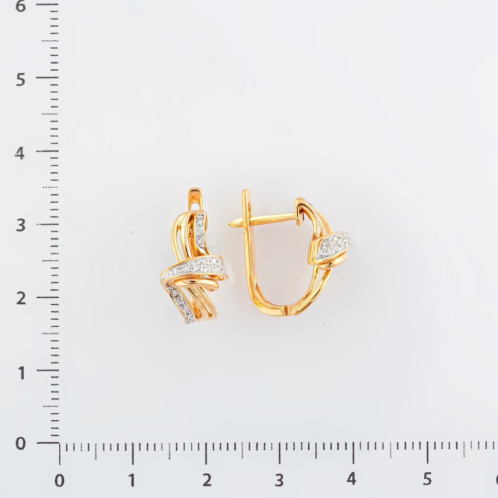 Серьги с бриллиантом из красного золота 585 пробы