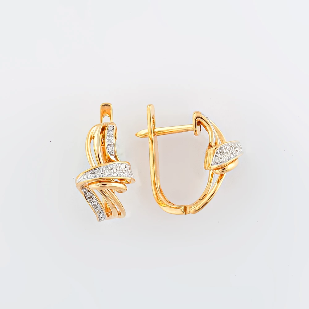 Серьги с бриллиантом из красного золота 585 пробы