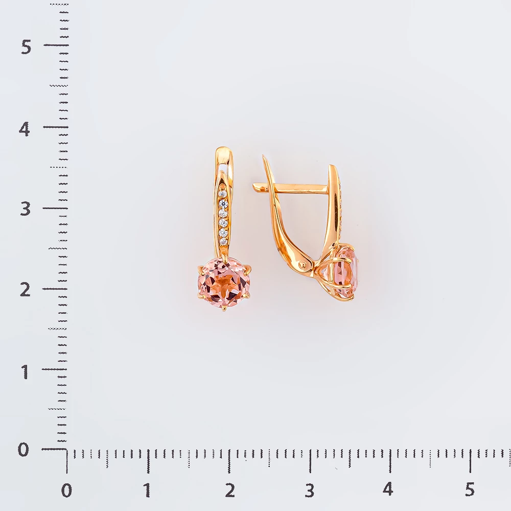 Серьги с ситаллом из красного золота 585 пробы