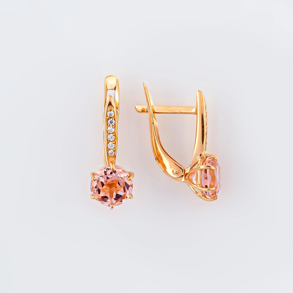 Серьги с ситаллом из красного золота 585 пробы