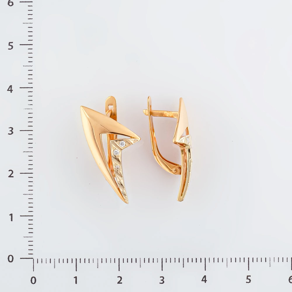 Серьги с бриллиантом из красного золота 585 пробы